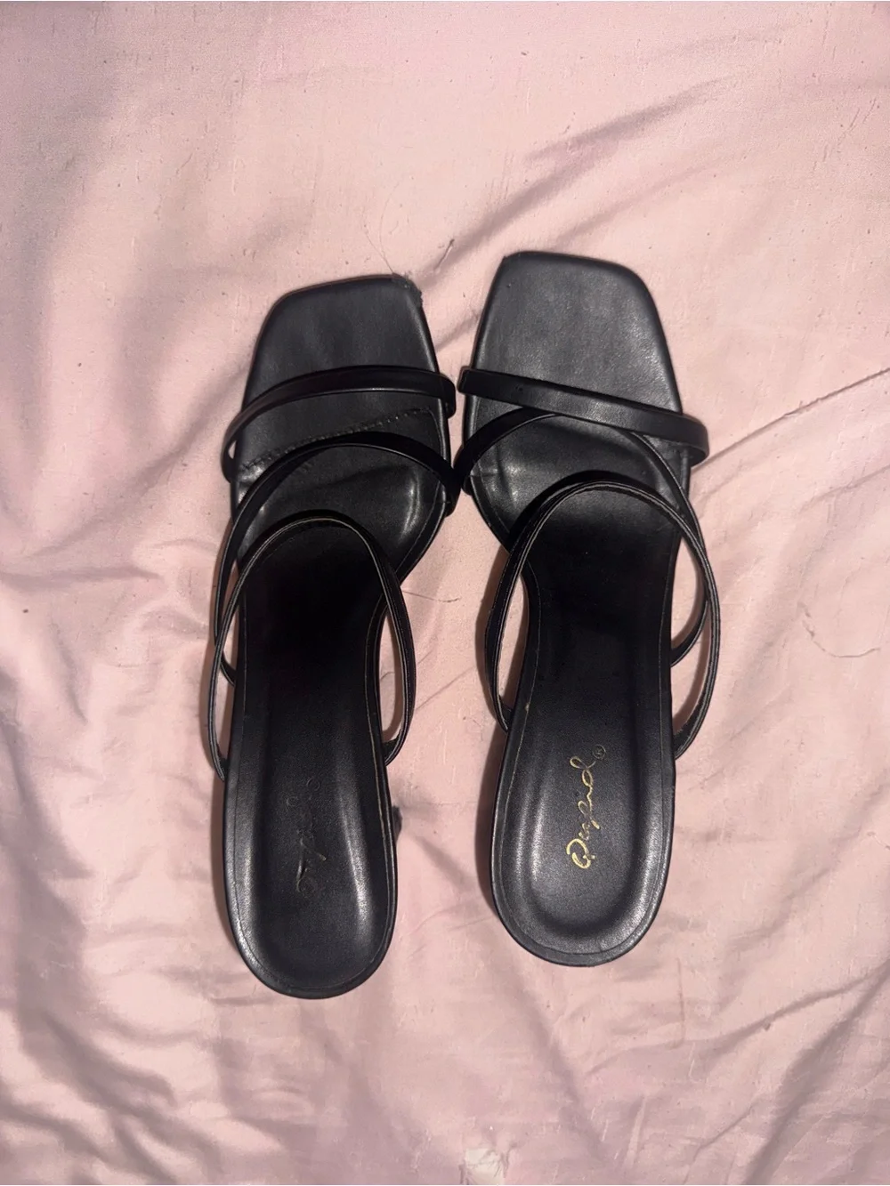 Black Strappy Square-Toe Women’s Sandals
